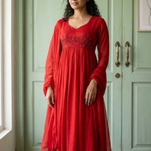 Pure Chinnon Anarkali Suit