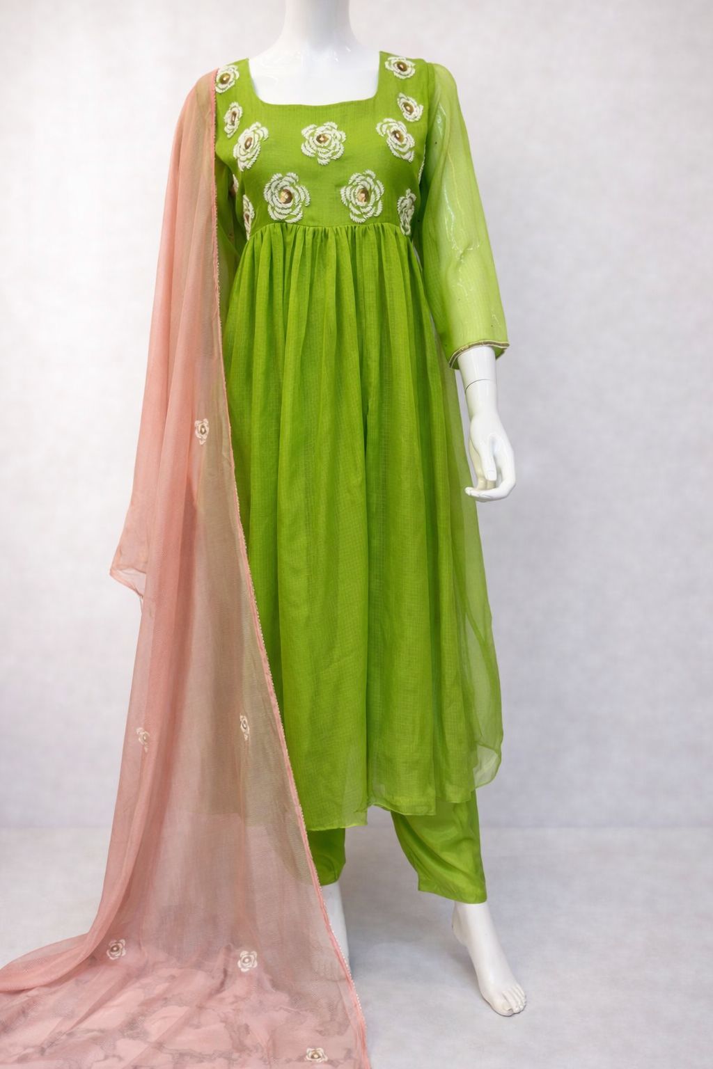 Graceful Linen Kota Anarkali Set - Image 3