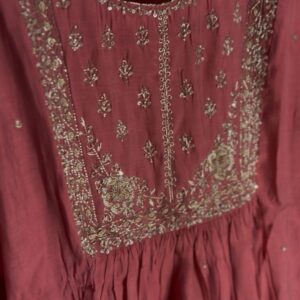 Gulbahar Brick – Surat Mul Chanderi A-Line Three Piece Suit