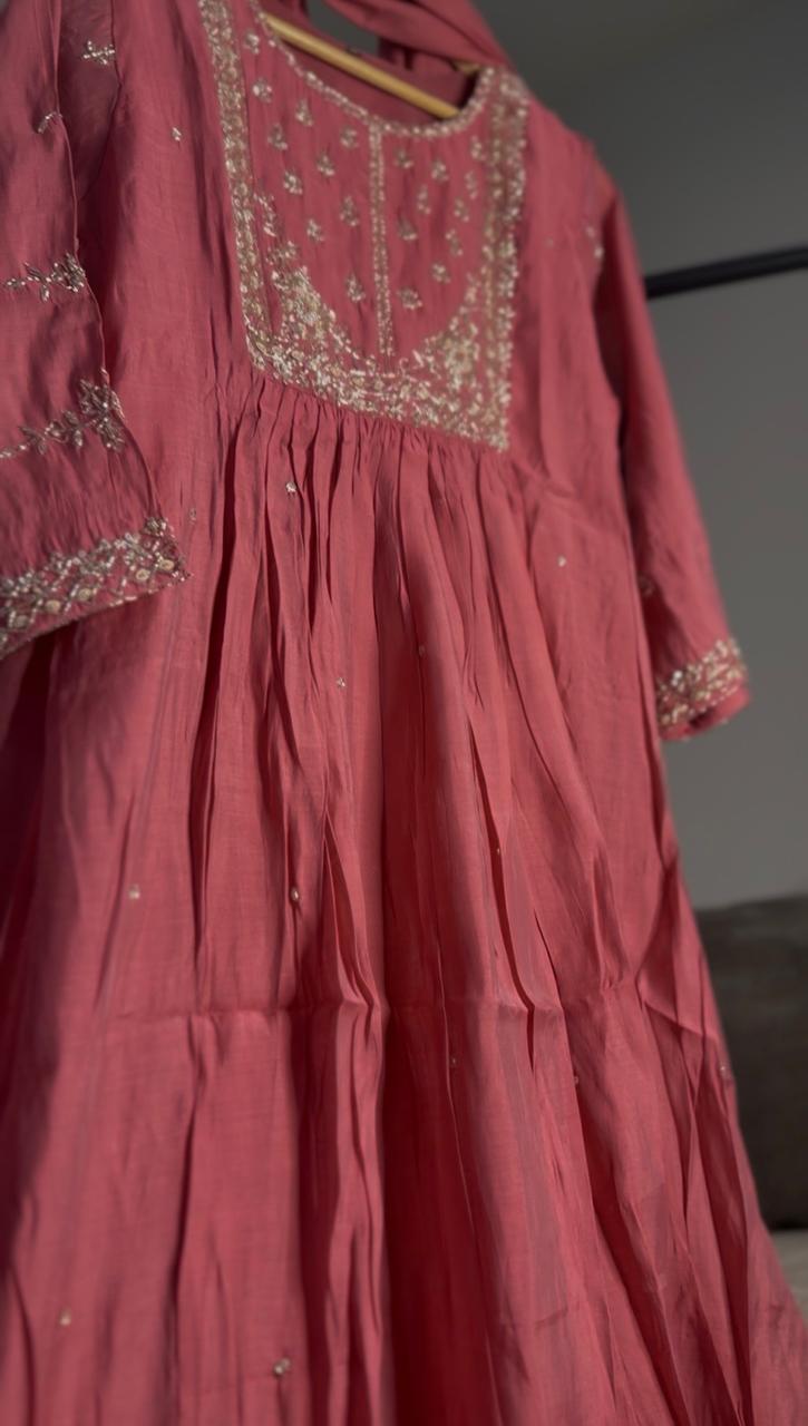 Gulbahar Brick – Surat Mul Chanderi A-Line Three Piece Suit - Image 2