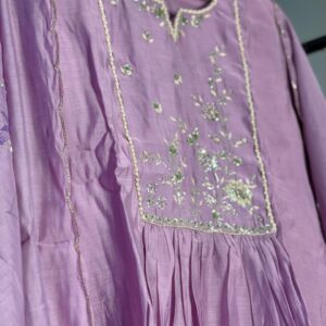 Lilac Aura β Surat Mul Chanderi A-Line Three Piece Suit