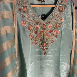 Teal Mirage – Pure Ho Silk A-Line Three Piece Suit