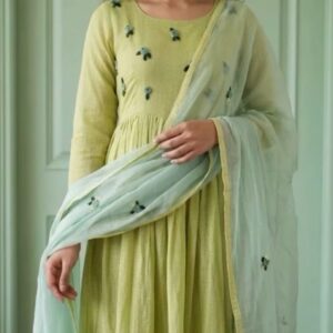 Pure Kota Anarkali with Hand Embroidery