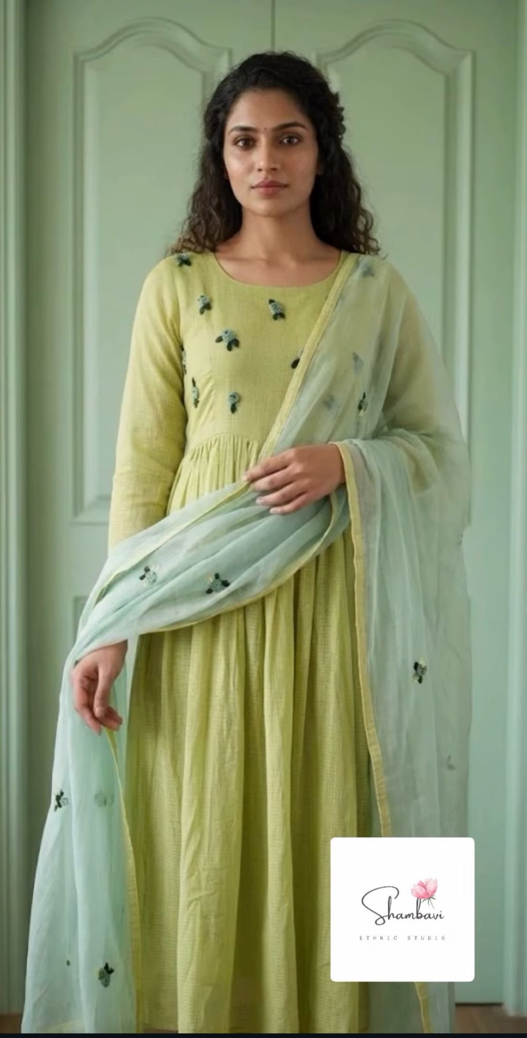 Pure Kota Anarkali with Hand Embroidery