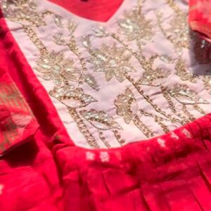 Pure Jamdani Red Frock