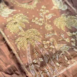 Brown Pure Mul Chanderi Three-Piece A-Line Suit