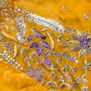 Beautiful mustard yellow three-piece A-line suit