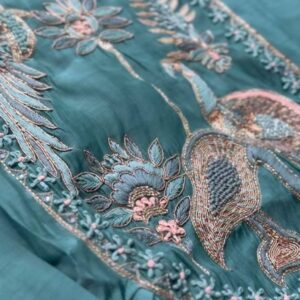 Elegant Mul Chanderi three-piece A-line suit