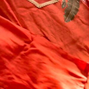 Rust Orange Mul Chanderi 3-Piece A-Line Suit