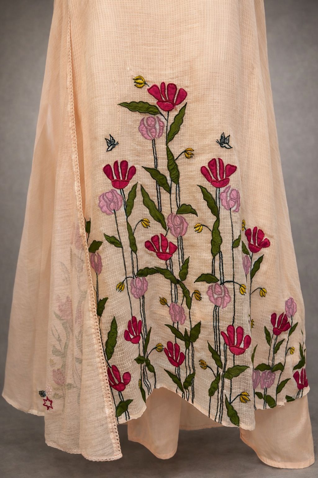 Pure linen Kota Doria A-line three-piece suit - Image 2