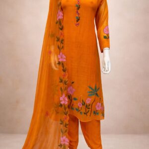 Pure Banarasi Mul Chanderi Three-Piece Suit