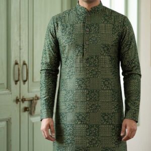 ✨ Bottle Green Designer Silk Kurta Set ✨