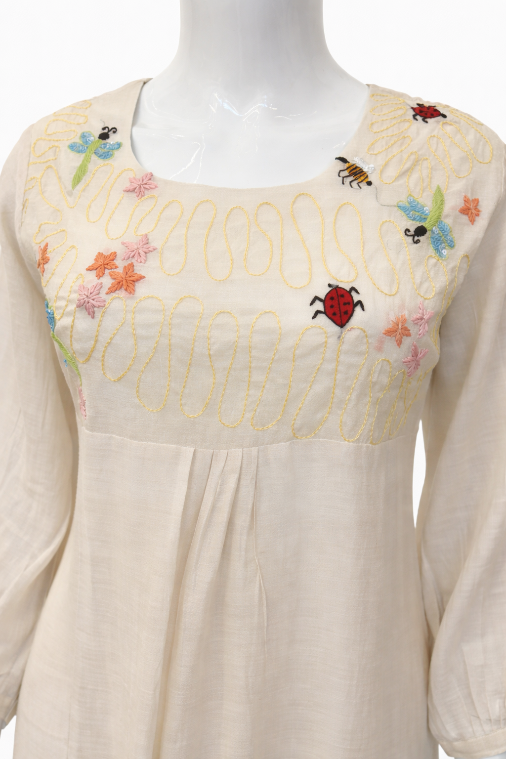 Off-white Benarasi Pure Mul Chanderi two-piece cord set - Image 3