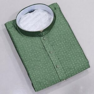 Broccoli Green Designer Silk Men’s Kurta Set
