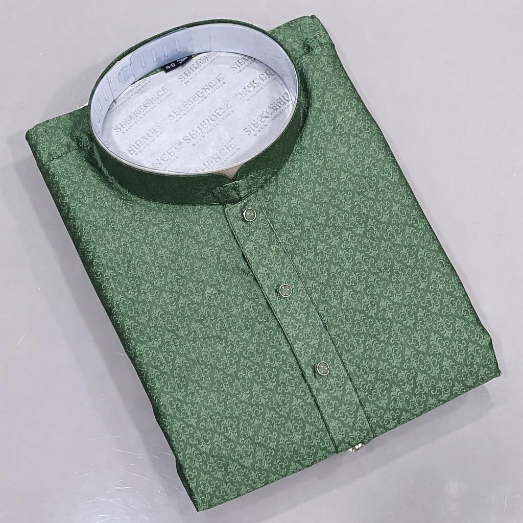 Broccoli Green Designer Silk Men’s Kurta Set