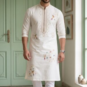 ✨ White Designer Silk Kurta Set ✨