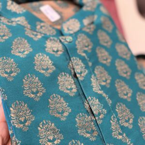 Rama Green Designer Silk Men’s Kurta Set