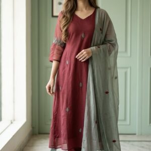 Maroon Meadow three piece suit