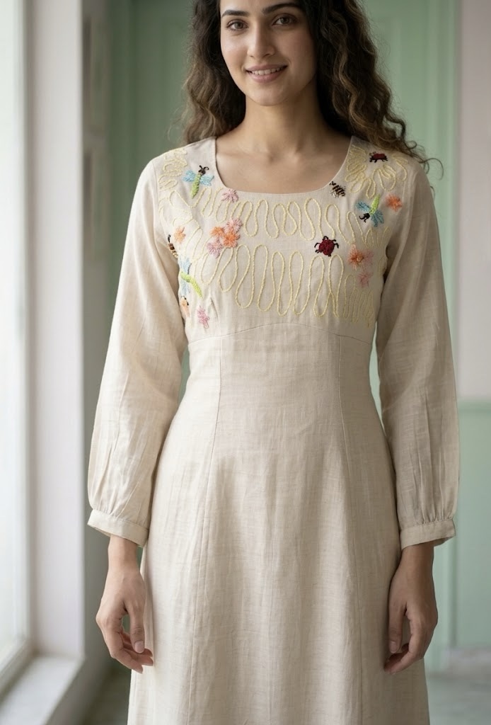 Off-white Benarasi Pure Mul Chanderi two-piece cord set - Image 2