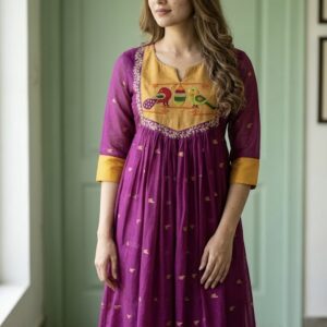 Pure Jamdani Handwoven Frock – Magenta Pink