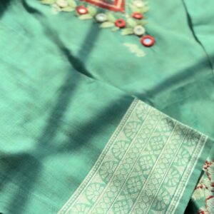 Pure Jamdani – Green Straight-Cut Three-Piece Suit