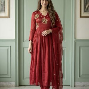 ✨ Pure Chinnon Anarkali Suit Set ✨