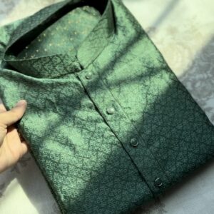 Broccoli Green Designer Silk Men’s Kurta Set