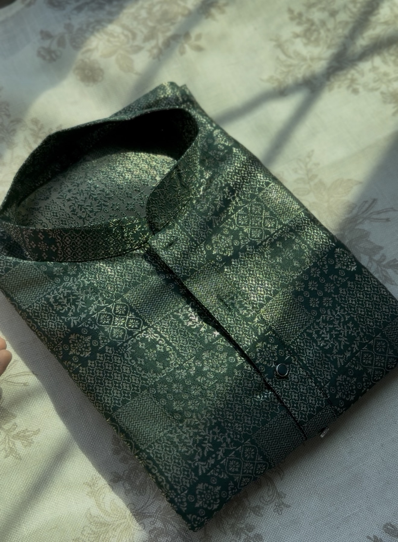 ✨ Bottle Green Designer Silk Kurta Set ✨