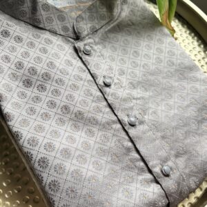Grey Designer Men’s Silk Kurta Set