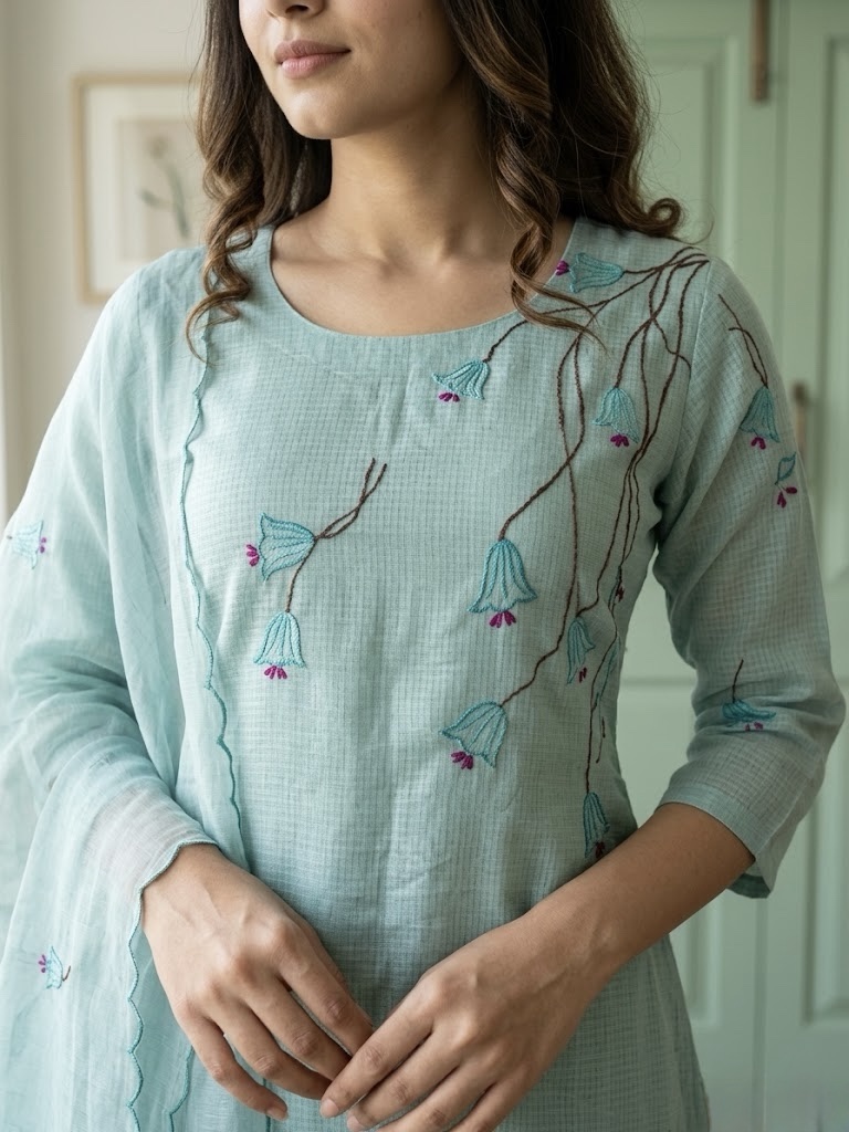 ✨ Pure linen kota three-piece A-line suit - Image 2