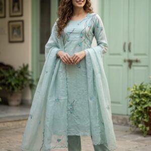 ✨ Pure linen kota three-piece A-line suit