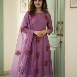 Linen Kota three-piece A-line designer suit