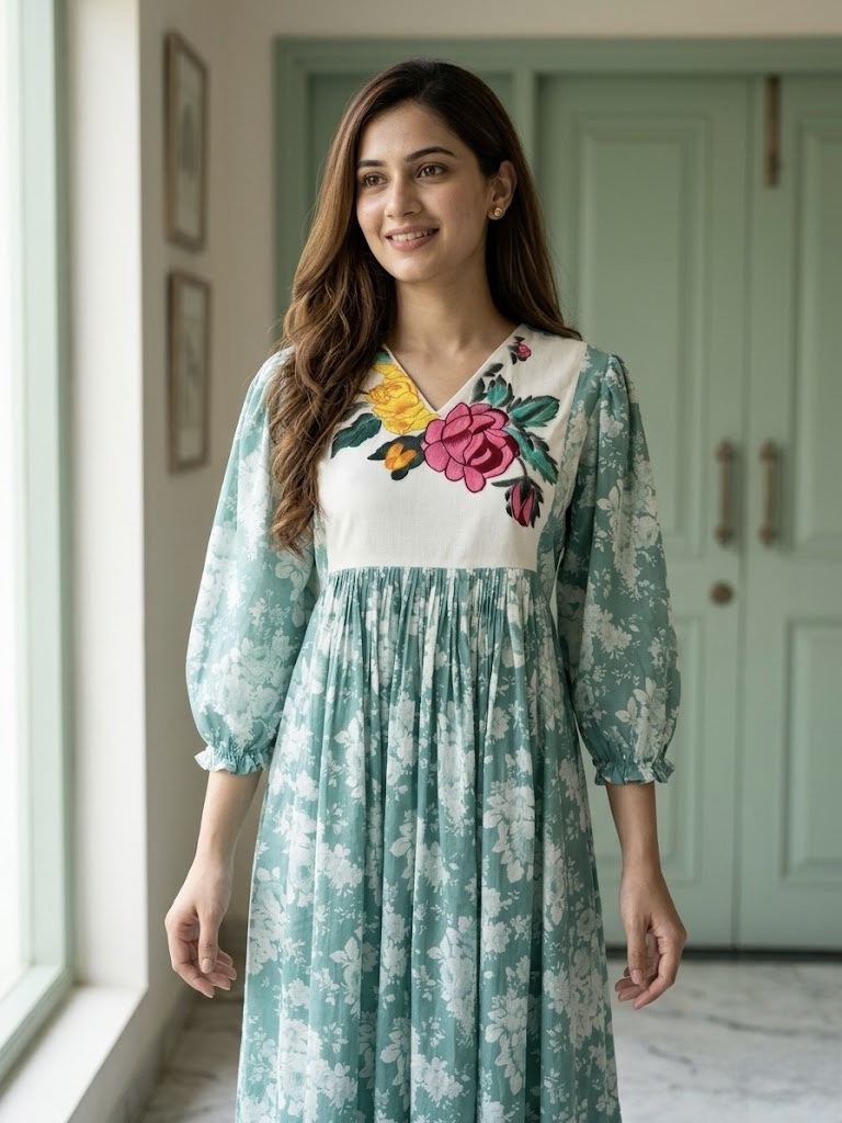 Mul Mul Cotton Summer-Friendly Designer Floral Frock