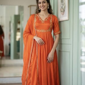 β¨ Fanta Glow β Pure Chinnon Anarkali Set β¨
