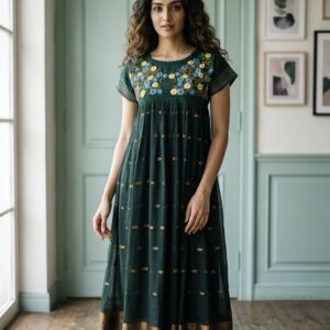 ✨ Emerald Noor – Pure Jamdani Frock ✨