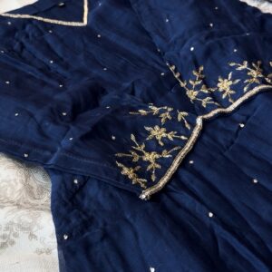 Pre-orderπ Royal Sapphire β Mul Chanderi Banarasi A-Line Suit Set π