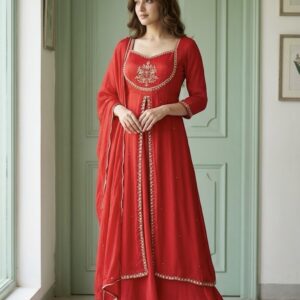 Pre-order β€οΈ Red Pure Chinnon Designer Three-Piece Suit