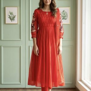 Ruby Raga Banarasi Anarkali – 3 Piece Suit Set