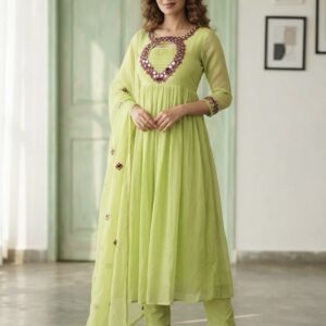 ✨ Light Pastel Green Mul Kota Anarkali Suit ✨