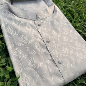 Ash Grey Threadweave Silk Kurta Set
