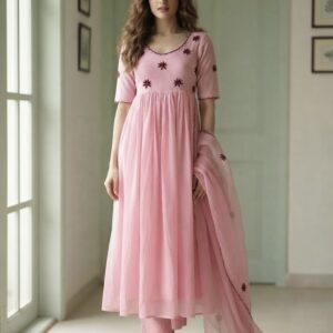 ✨ Baby Pink Pure Kota Anarkali Suit ✨