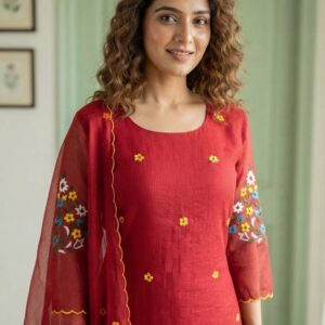 Ruby Butti β Embroidered Pure Mul Kota Anarkali Set