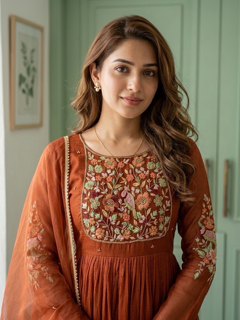 Rust Heritage Kota Anarkali Set - Image 2