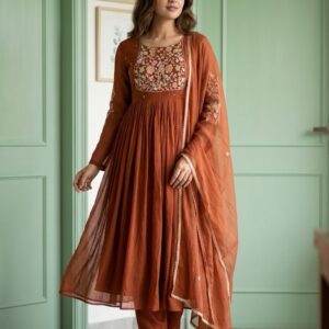 Rust Heritage Kota Anarkali Set