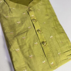 Elegant Pistachio Green Pure Chiniya Silk Men’s Designer Premium Kurta 💚