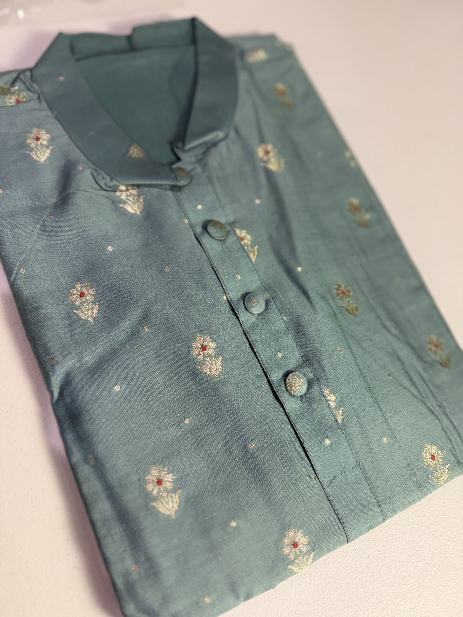 Elegant Sea Blue Pure Chiniya Silk Men’s Designer Premium Kurta 💙