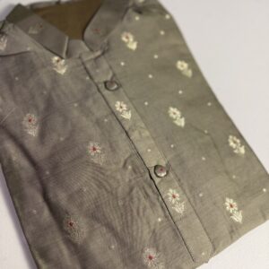 Golden Grey Pure Chiniya Silk Menβs Designer Premium Kurta β¨