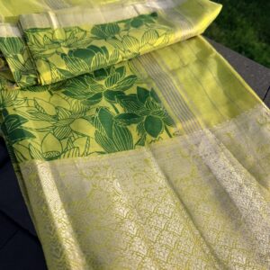 Vasudha Green Mangalgiri Handloom Saree 💚💛