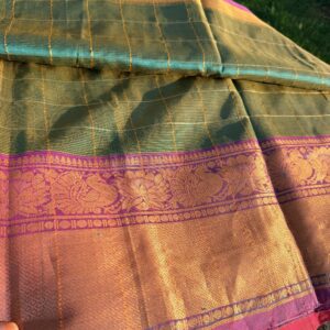Haritha Pink – Pure Mangalgiri Handloom Saree 💚🌸