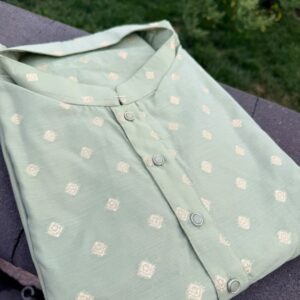 Pista Green Chanderi Butti Royale Kurta Set